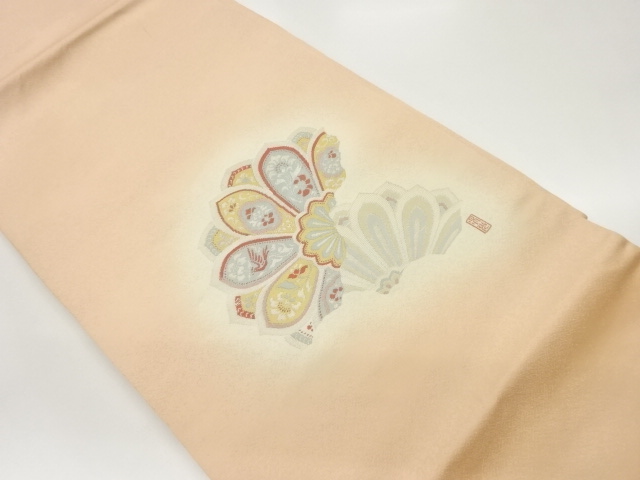 作家物　銀通し鳳凰に花唐草・花々模様織出し名古屋帯